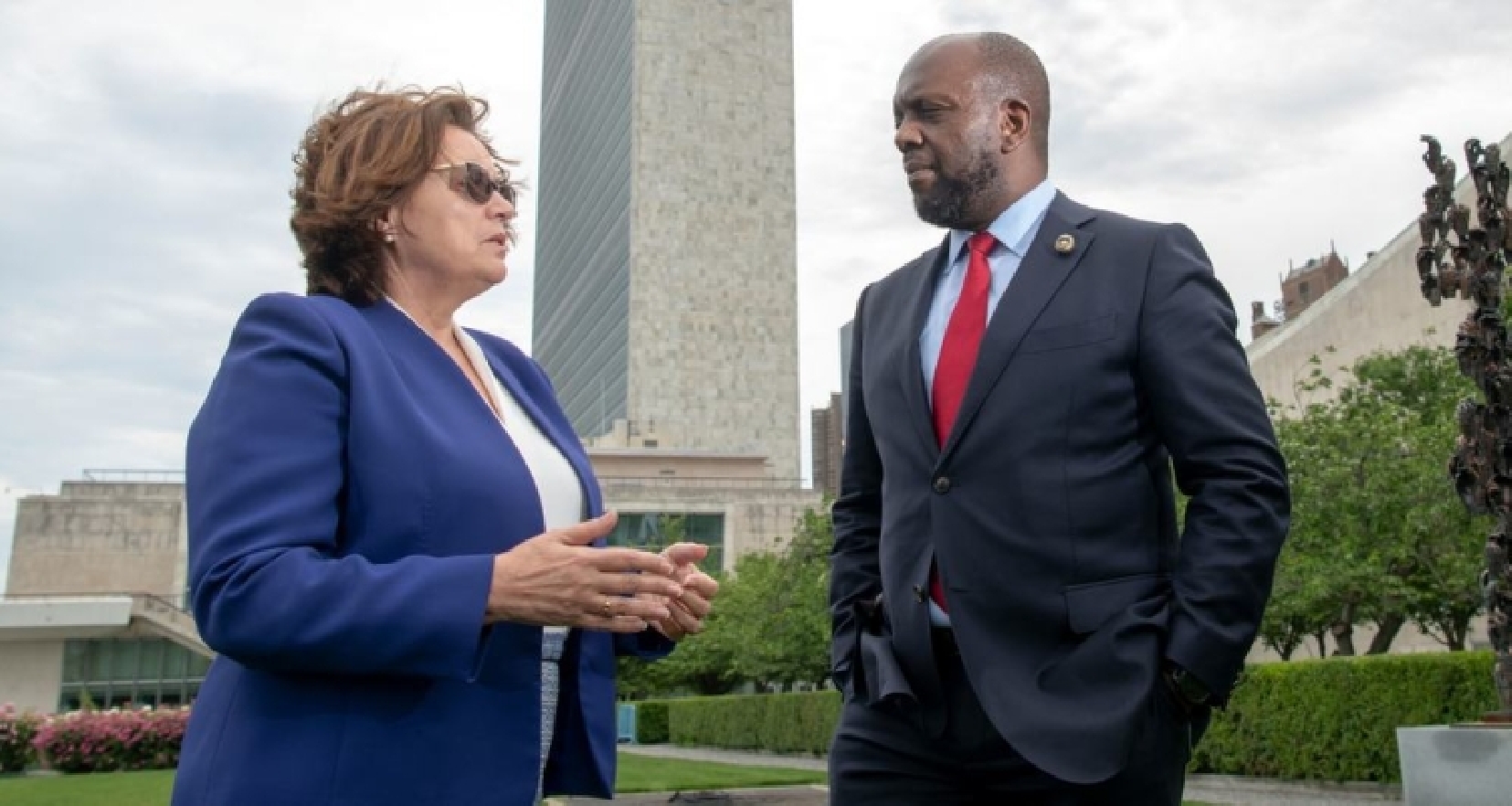 Ambassadors Martin Kimani of Kenya and Ana Paula Zacarias of Portugal, co-hosts of the UN Ocean Conference in Lisbon. Photo/Mark Garten