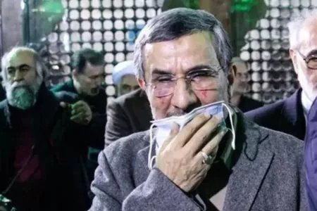 Former Iranian President Mahmoud Ahmadinejad seen after narrowly escaping an assassination attempt, which involved the sabotage of his vehicle. IRAN INTERNATIONAL