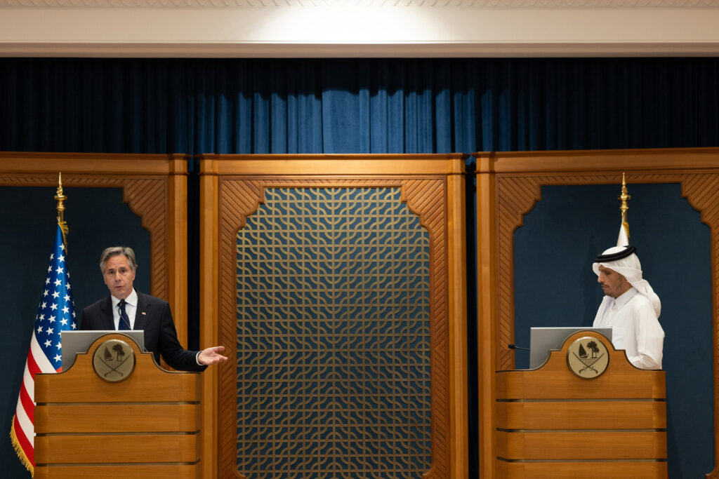 Secretary Antony J. Blinken and Qatari Prime Minister and Minister of Foreign Affairs Mohammed bin Abdulrahman Al Thani